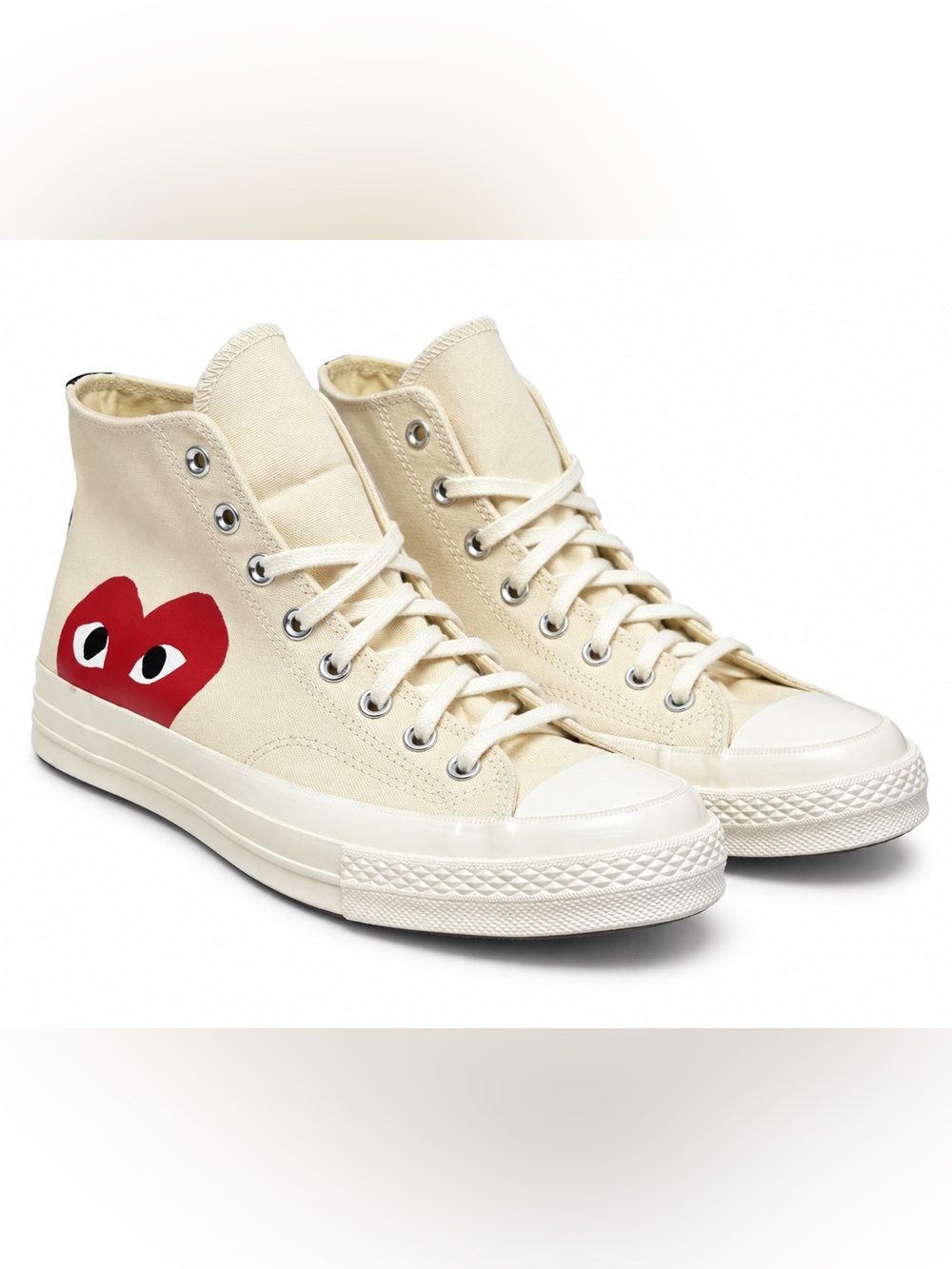 NWT Converse x Comme des Garçons PLAY Chuck 70 Hi Cream Heart Sneakers 11